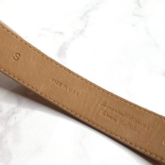 Ender Murat Beige Tan Imported Alligator Grain Calfskin Embossed Belt USA S - Picture 9 of 9